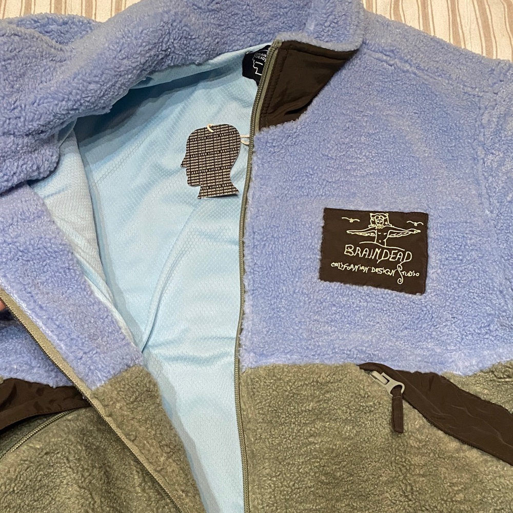 Blue and Green Fleece Sherpa Jacket - Picture 6 of 12